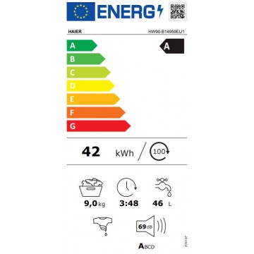 Haier Πλυντήριο Ρούχων 9kg με Τεχνολογία Ατμού 1400 Στροφών Inverter Direct Motion HW90-B14959EU1-S